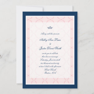 Faire-part de mariage traditionnel de rose de bleu