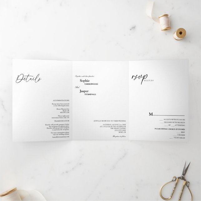 Faire-part de mariage Tri-Fold classique moderne (Intérieur)