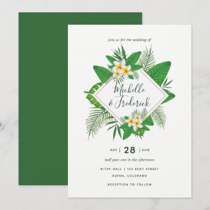 Faire-part de mariage tropical à l'aquarelle sur l