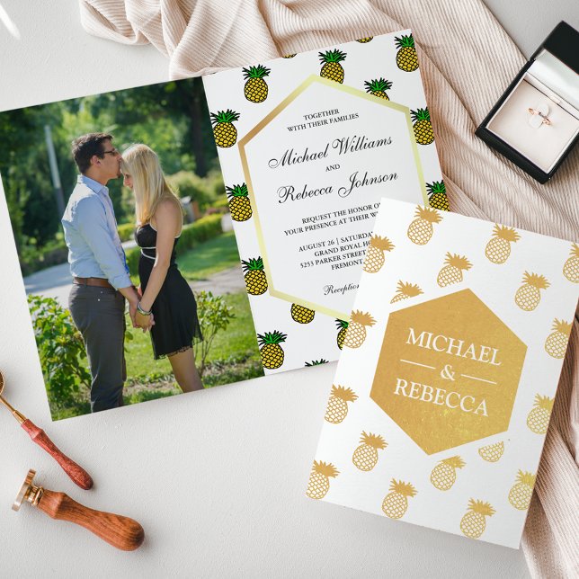 Faire-part de mariage Tropical Gold Foil (Créateur téléchargé)
