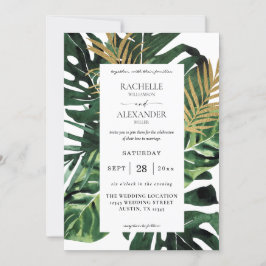 Faire-part de mariage Tropical Palm Leaf Gold 1B