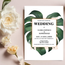 Faire-part de mariage Tropical Palm Leaf Monstera