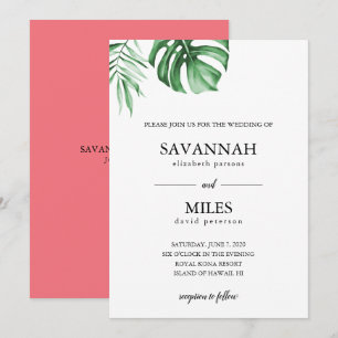 Faire-part de mariage tropicale en feuille de palm
