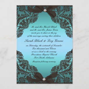 Faire-part de mariage turquoise et noir de