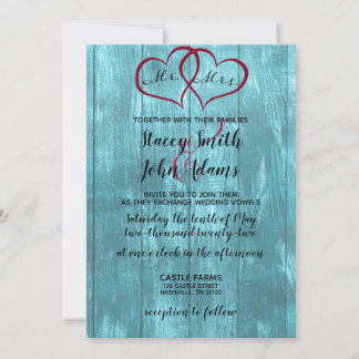 Faire-part de mariage Turquoise rustique