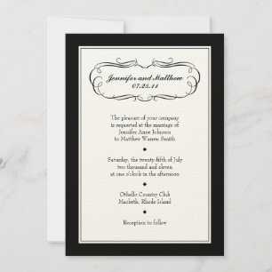 Faire-part de mariage Tuxedo sur papier crémeux