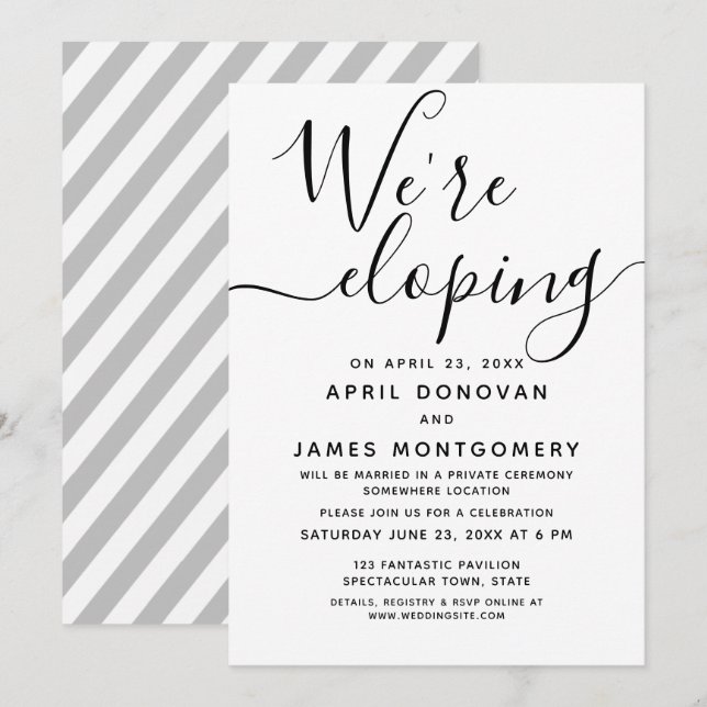 Faire-Part de Mariage Typographie Nous Fuyons (Devant / Derrière)