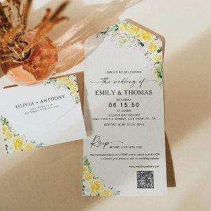 Faire-part de mariage une pièce bleu clair floral