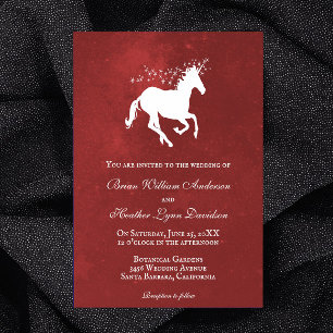 Faire-part de mariage Unicorne rouge