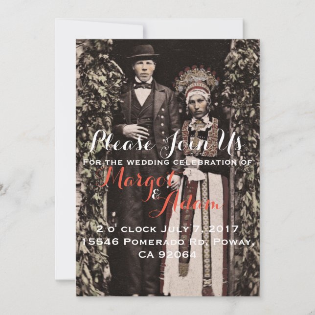 Faire-part de mariage unique, biscornue, Vintage (Devant)