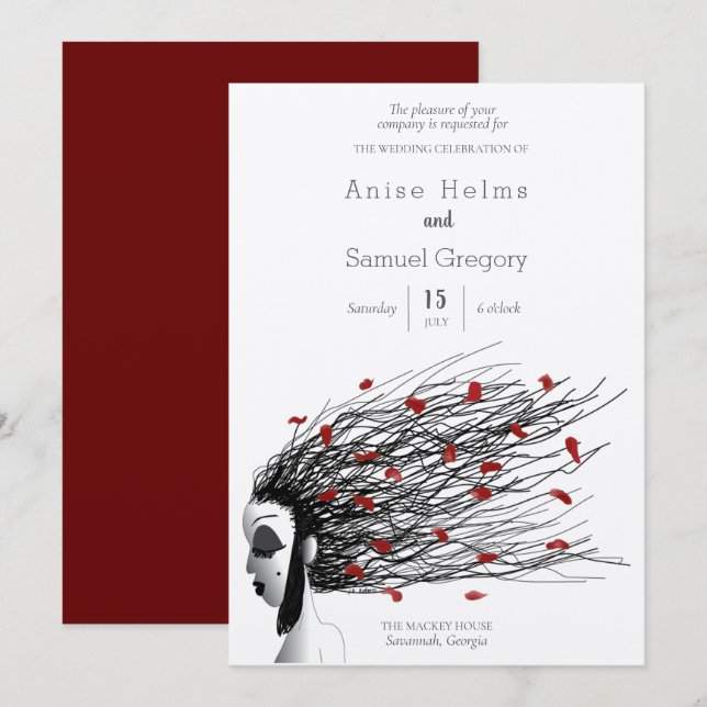 Faire-part de mariage unique, fantaisiste (Devant / Derrière)