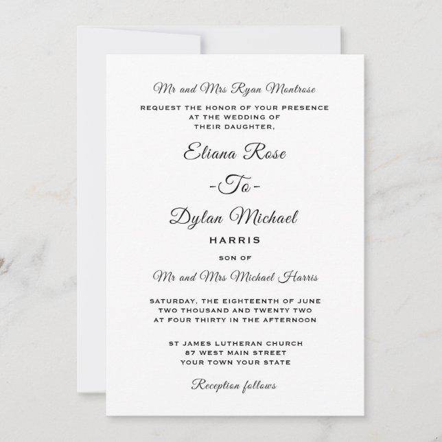 Faire-part de mariage universel traditionnel forme (Devant)