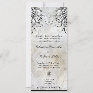 Faire-part de mariage urbain de tatouage à ailes