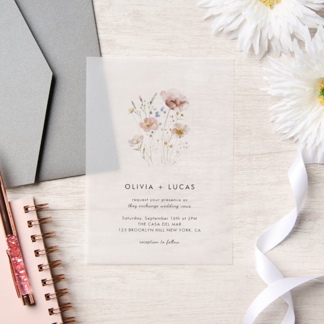 Faire-part de mariage Vellum Whispers fleur sauvag (Mariage)