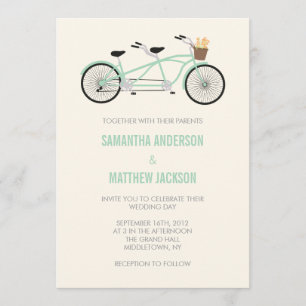 Faire-part de mariage Vélo Tandem - Mint Green