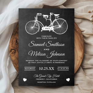 Faire-part de mariage vélo tandem rétro tableau no