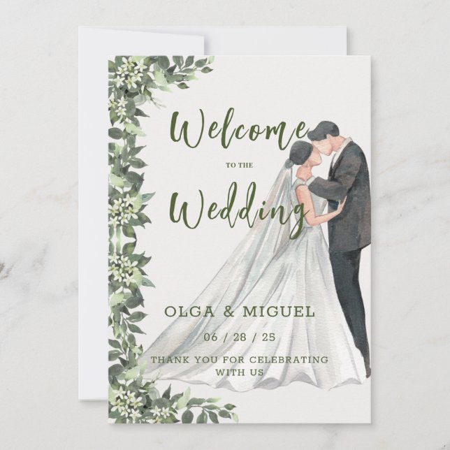 Faire-part de mariage verdoyant (Devant)