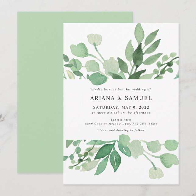 Faire-part de mariage verdoyant 4197 (Devant / Derrière)