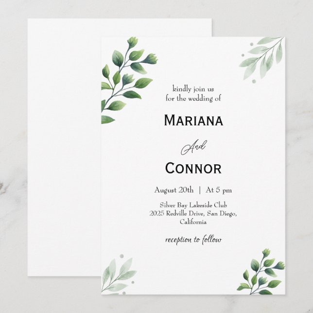 Faire-part de mariage verdoyante d'automne (Devant / Derrière)