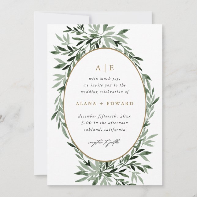 Faire-part de mariage verdoyante simple (Devant)