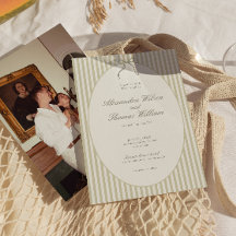 Faire-Part de Mariage Vert à Rayures Capriceux