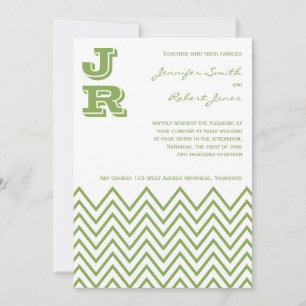 Faire-part de mariage vert moderne de Chevron