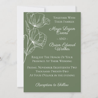Faire-part de mariage vert olive
