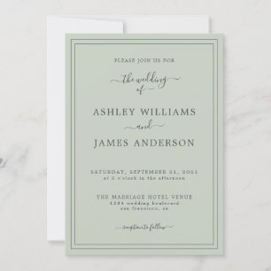 Faire-part de mariage vert Pastel à Script Chic