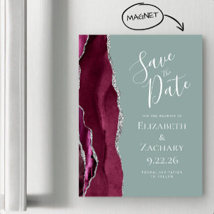Faire-part de mariage Vert Sauge Argent Bourgogne
