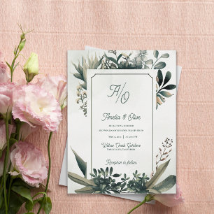 Faire-part de mariage vert sauge Botanical Greener