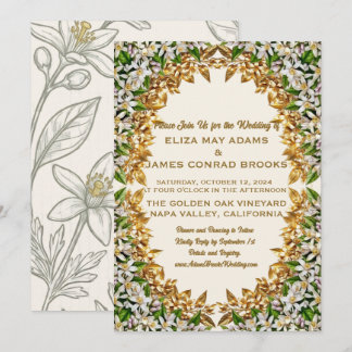 Faire-part de mariage vertical Florida Orange Blos