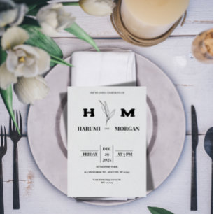 Faire-part de mariage vertical moderne