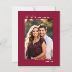 Faire-part de mariage vertical photo rouge cannebe