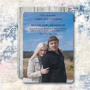 Faire-part de mariage verticale du texte supérieur