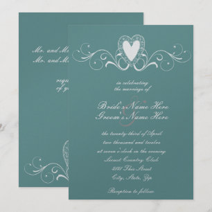 Faire-part de mariage victorien de coeur de