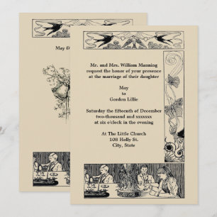 Faire-part de mariage victorien vintage Art nouvea