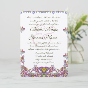 Faire-part de mariage vintage à motifs cachemire d