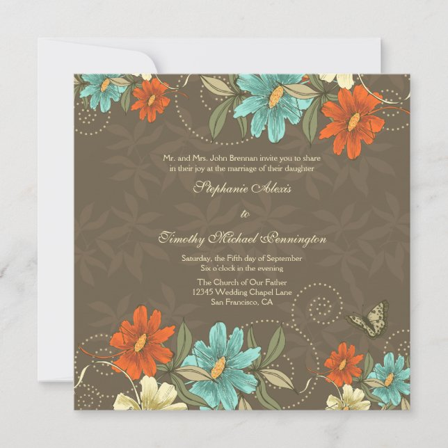 faire-part de mariage Vintage chic à l'orange d'aq (Devant)