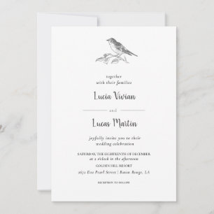 Faire-part de mariage Vintage classique d'oiseaux 