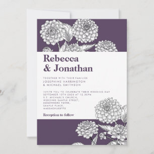 Faire-part de mariage vintage de dahlia florale vi