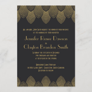 Faire-part de mariage vintage de feston d'art déco