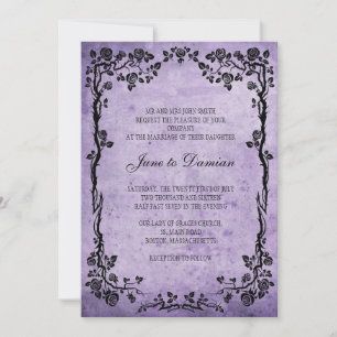 Faire-part de mariage vintage de fleurs pourpres