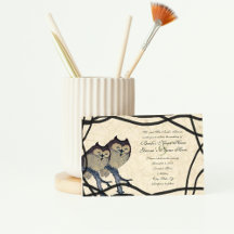 Faire-part de mariage vintage de hibou japonais