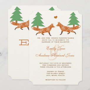 Faire-part de mariage vintage de pins de renard fo
