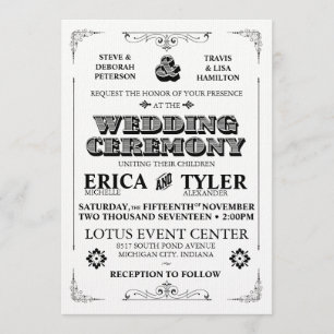 Faire-part de mariage vintage de typographie