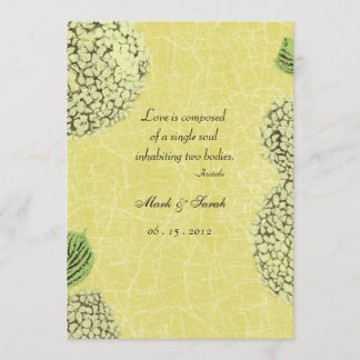 Faire-part de mariage vintage d'hortensia de