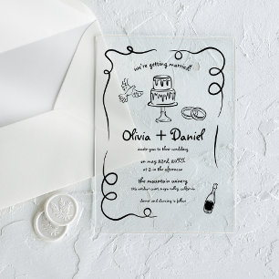 Faire-Part de Mariage Vintage Français à Dessin Ma