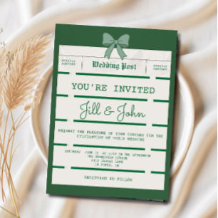 Faire-part de mariage vintage journal avec nœud