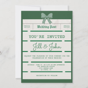Faire-part de mariage vintage journal avec nœud