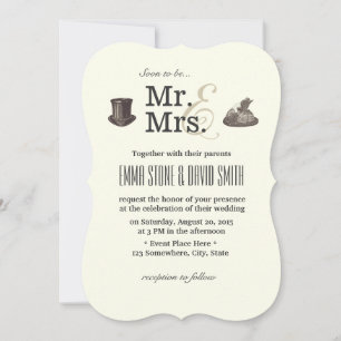 Faire-part de mariage vintage Mr. & Mrs.